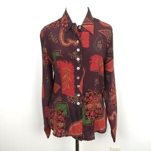 Victoria Soie 100% silk Button Up Shirt | sz S